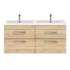 Brooklyn 1205mm Natural Oak Wall Hung Double Basin Vanity Unit