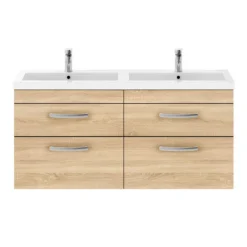 Brooklyn 1205mm Natural Oak Wall Hung Double Basin Vanity Unit