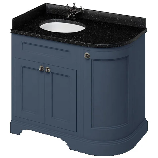 Burlington Floor Standing Corner Vanity Unit - Blue - Left Hand 1000mm With Black Granite Worktop 3 Burlington Floor Standing Corner Vanity Unit - Blue - Left Hand 1000mm With Black Granite Worktop