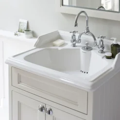 Burlington 65 2-Door Vanity Unit & Classic Invisible Overflow/Waste Basin (Matt White - 2 Tap Hole) -Duravit Bathroom Shop ff8ob14 d1