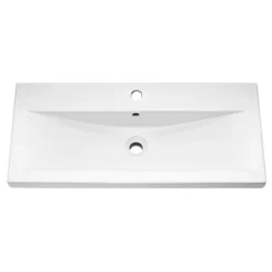 Haywood 800mm Matt Pink / Driftwood Wall Hung Vanity Unit With Open Shelf + Ceramic Basin