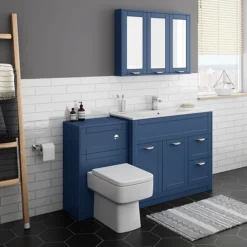 Keswick Blue 900mm Traditional Wall Hung 3 Door Mirror Cabinet -Duravit Bathroom Shop kesblu3dm d1
