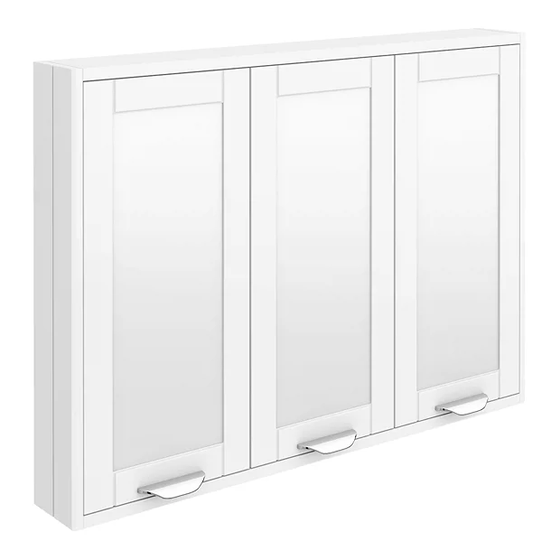 Keswick White 900mm Traditional Wall Hung 3 Door Mirror Cabinet 4 Keswick White 900mm Traditional Wall Hung 3 Door Mirror Cabinet - Image 2