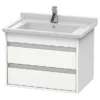 Duravit Ketho 650mm 2-Drawer Wall Mounted Vanity Unit With Starck 3 Basin - White Matt 1 Duravit Ketho 650mm 2-Drawer Wall Mounted Vanity Unit With Starck 3 Basin - White Matt -Duravit Bathroom Shop kt6643wm l