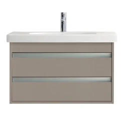 Duravit Ketho 800mm 2-Drawer Wall Mounted Vanity Unit With D-Code Basin - Basalt Matt