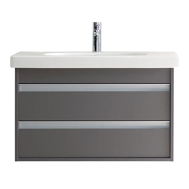 Duravit Ketho 800mm 2-Drawer Wall Mounted Vanity Unit With D-Code Basin - Graphite Matt 3 Duravit Ketho 800mm 2-Drawer Wall Mounted Vanity Unit With D-Code Basin - Graphite Matt