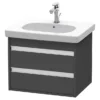 Duravit Ketho 600mm 2-Drawer Wall Mounted Vanity Unit With D-Code Basin - Graphite Matt