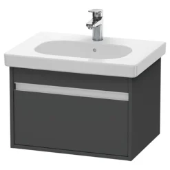 Duravit Ketho 600mm 1-Drawer Wall Mounted Vanity Unit With D-Code Basin - Graphite Matt