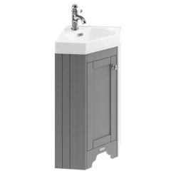 Old London Corner Vanity Unit - Storm Grey - 595mm With Brushed Nickel Handle