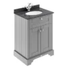 Old London 600mm Cabinet & Single Bowl Black Marble Top - Storm Grey