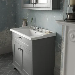 Old London 600mm 2-Door Cabinet & Basin - Storm Grey