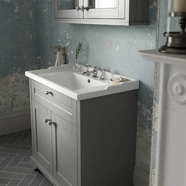 Old London 600mm 2-Door Cabinet & Basin - Storm Grey 3 Old London 600mm 2-Door Cabinet & Basin - Storm Grey