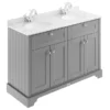Old London 1200mm Cabinet & Double Bowl White Marble Top - Storm Grey -Duravit Bathroom Shop lof264 l