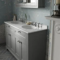 Old London 1200mm Cabinet & Double Bowl Grey Marble Top - Storm Grey 9 Old London 1200mm Cabinet & Double Bowl Grey Marble Top - Storm Grey -Duravit Bathroom Shop lof268 d2