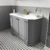 Old London Storm Grey Art Deco 1000mm Angled Cabinet With White Marble Basin Top -Duravit Bathroom Shop lof283 d1
