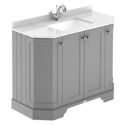 Old London Storm Grey Art Deco 1000mm Angled Cabinet With White Marble Basin Top -Duravit Bathroom Shop lof283 l