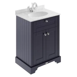 Old London 600mm Cabinet & Single Bowl Grey Marble Top - Twilight Blue