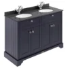 Old London 1200mm Cabinet & Double Bowl Black Marble Top - Twilight Blue -Duravit Bathroom Shop lof363 l