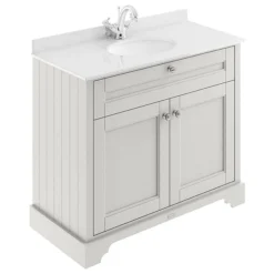 Old London 1000mm Cabinet & Single Bowl White Marble Top - Timeless Sand