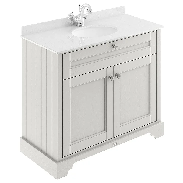 Old London 1000mm Cabinet & Single Bowl White Marble Top - Timeless Sand 3 Old London 1000mm Cabinet & Single Bowl White Marble Top - Timeless Sand
