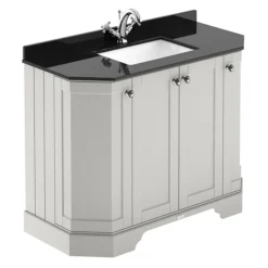 Old London Timeless Sand Art Deco 1000mm Angled Cabinet With Black Marble Basin Top
