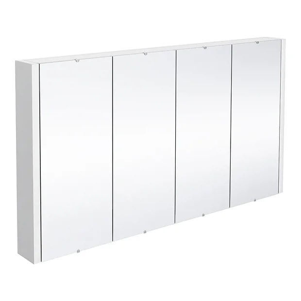 Nuie 1200 Gloss White Minimalist 4-Door Mirror Cabinet 4 Nuie 1200 Gloss White Minimalist 4-Door Mirror Cabinet - Image 2