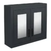 Chatsworth Graphite 2-Door Mirror Cabinet - 690mm Wide With Matt Black Handles