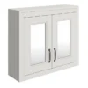 Chatsworth Grey 2-Door Mirror Cabinet - 690mm Wide With Matt Black Handles
