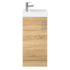 Milan W400 X D222mm Natural Oak Effect Compact Floor Standing Basin Unit -Duravit Bathroom Shop mil005 nd1
