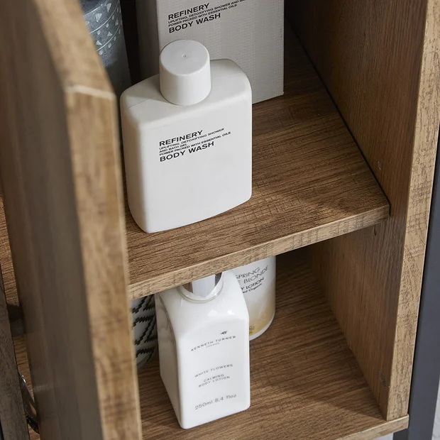 Milan Industrial Matt Black Framed 1-Door Bathroom Storage Unit - Wood Effect 8 Milan Industrial Matt Black Framed 1-Door Bathroom Storage Unit - Wood Effect - Image 6