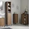 Milan Industrial Matt Black Framed 1-Door Bathroom Storage Unit - Wood Effect -Duravit Bathroom Shop mil353md5