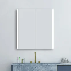 Toreno 700x650mm LED Illuminated 2-Door Bluetooth Mirror Cabinet With Motion Sensor, Shaving Socket & Anti-Fog -Duravit Bathroom Shop mir018 d3n