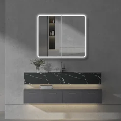 Toreno 700 X 800mm LED Illuminated 2-Door Mirror Cabinet With Motion Sensor, Shaving Socket & Anti-Fog -Duravit Bathroom Shop mir402 d4