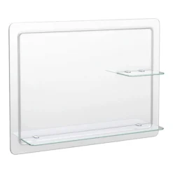 Trafalgar 800 X 600mm Rectangular Bevelled Bathroom Mirror With 2 X Glass Shelves