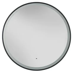 Heritage Newick Black 590mm Illuminated Circular Mirror With Demister Pad -Duravit Bathroom Shop mnebl590 d1