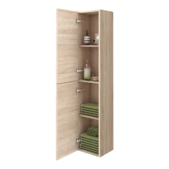 Brooklyn Natural Oak Wall Hung Tall Storage Cabinet With Matt Black Handles 7 Brooklyn Natural Oak Wall Hung Tall Storage Cabinet With Matt Black Handles -Duravit Bathroom Shop moc662mbd1