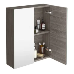 Brooklyn 600mm Grey Avola Bathroom Mirror Cabinet - 2 Door -Duravit Bathroom Shop mod523 d1