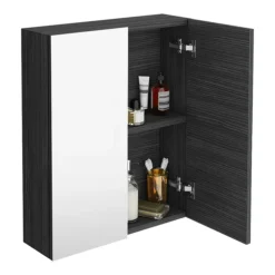 Brooklyn 600mm Black Bathroom Mirror Cabinet - 2 Door 7 Brooklyn 600mm Black Bathroom Mirror Cabinet - 2 Door -Duravit Bathroom Shop mod623 d2
