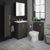 Brooklyn Black Wall Hung Tall Storage Cabinet With Brushed Brass Handles -Duravit Bathroom Shop mod662bb d1