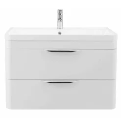Monza Wall Hung 2 Drawer Vanity Unit W. Chrome Handles W800 X D450mm -Duravit Bathroom Shop monza800wallhung2drawervanityunitwithbasindetail1