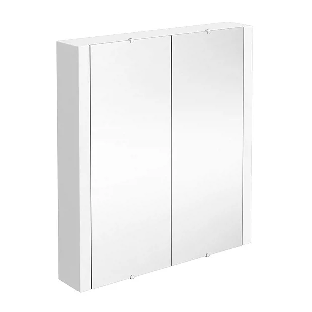 Monza White Minimalist Mirror Cabinet With 2 Doors W617 X D110mm 3 Monza White Minimalist Mirror Cabinet With 2 Doors W617 X D110mm - Image 2