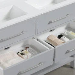 Montrose 1200mm Dove Grey Double Basin Vanity Unit With Chrome Handles And Slatted Shelf -Duravit Bathroom Shop mt12vdgcp d1