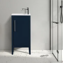 Montrose 400mm Indigo Blue Cloakroom Vanity Unit With Chrome Handle