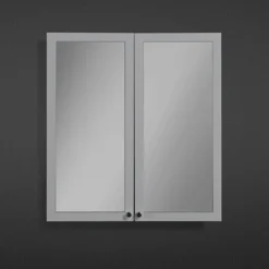 Montrose 600mm Dove Grey Mirrored Cabinet With Chrome Handles -Duravit Bathroom Shop mtmrmgcp d1
