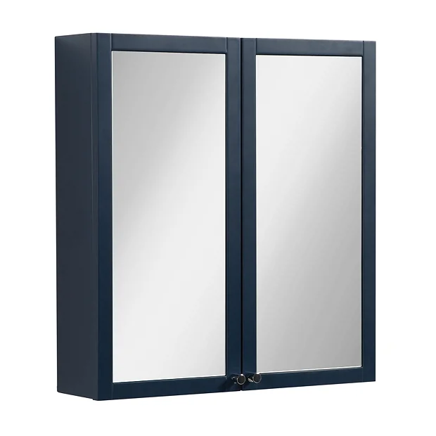 Montrose 600mm Indigo Blue Mirrored Cabinet With Chrome Handles 3 Montrose 600mm Indigo Blue Mirrored Cabinet With Chrome Handles - Image 2