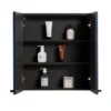 Montrose 600mm Indigo Blue Mirrored Cabinet With Matt Black Handles -Duravit Bathroom Shop mtmrmimb d2