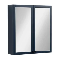 Montrose 600mm Indigo Blue Mirrored Cabinet With Matt Black Handles -Duravit Bathroom Shop mtmrmimb l