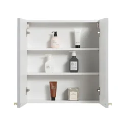Montrose 600mm White Mirrored Cabinet With Brushed Brass Handles