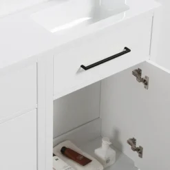 Montrose White Combination Vanity And WC Unit With Matt Black Handles And Flush