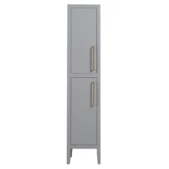 Montrose Dove Grey Tall Storage Unit With Brushed Brass Handles -Duravit Bathroom Shop mtumgbb d1